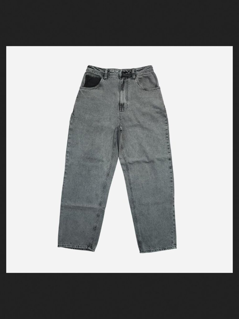 Empyre altered grey wash jeans with black stitching